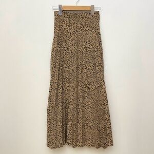 Leopard Print Pleated Midi Skirt